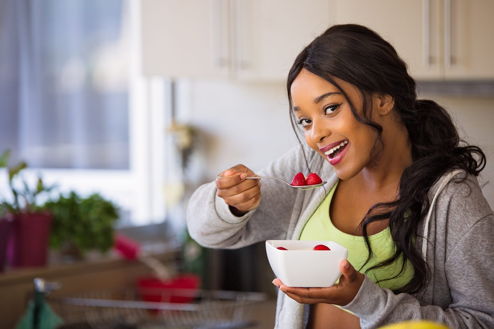 A woman enjoying a meal