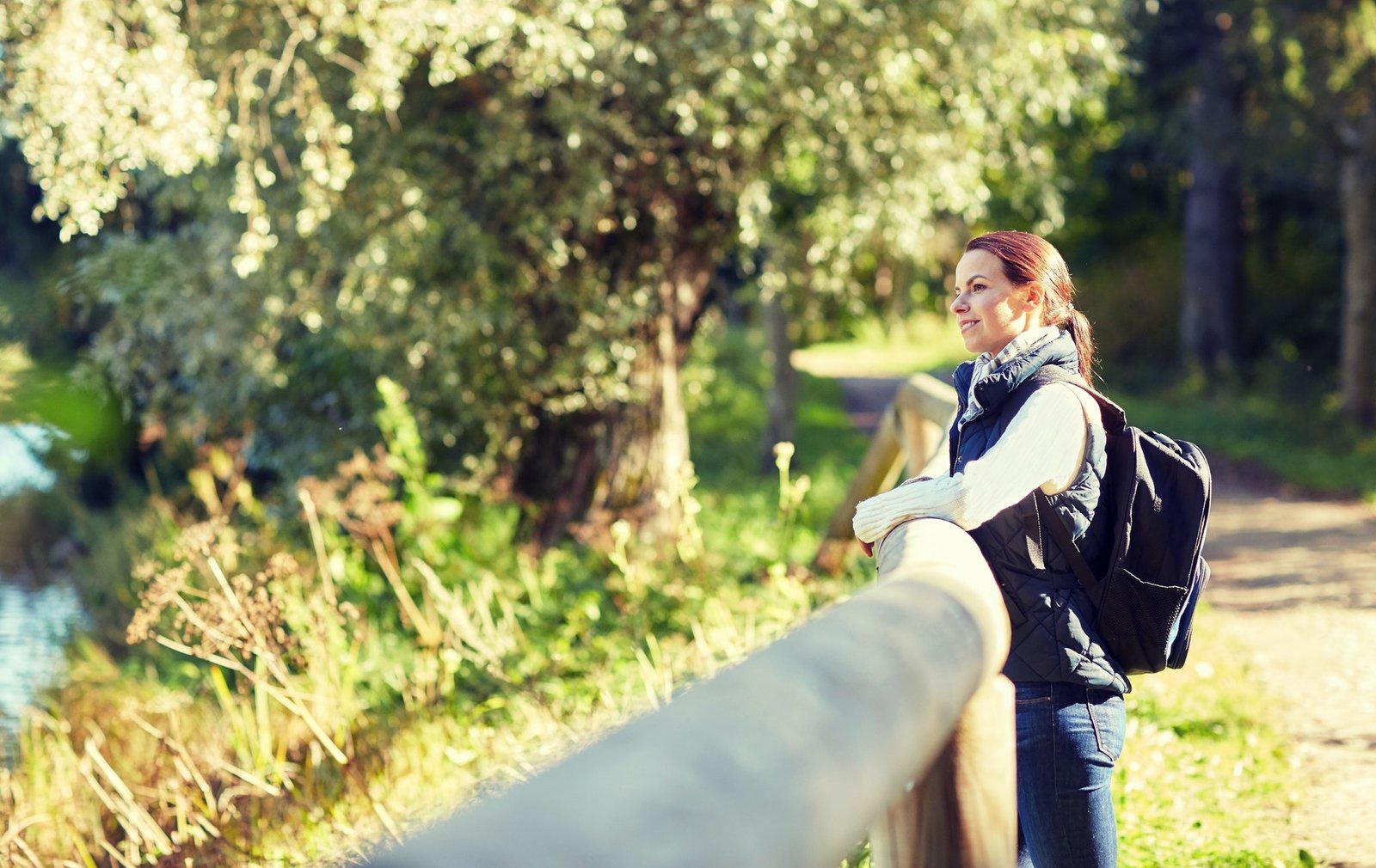 A woman walking outdoors