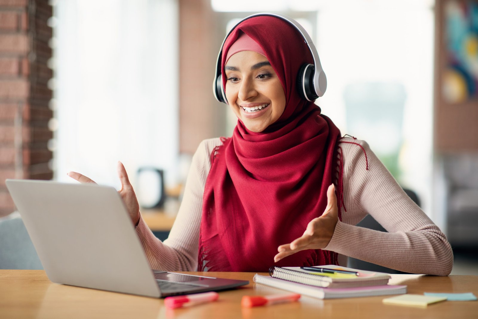 A woman on a video call